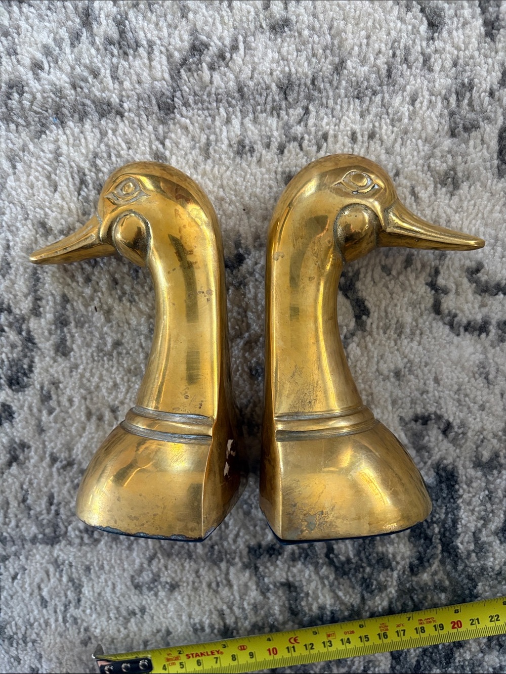 Vintage Brass Duck Head Bookends - Pair
